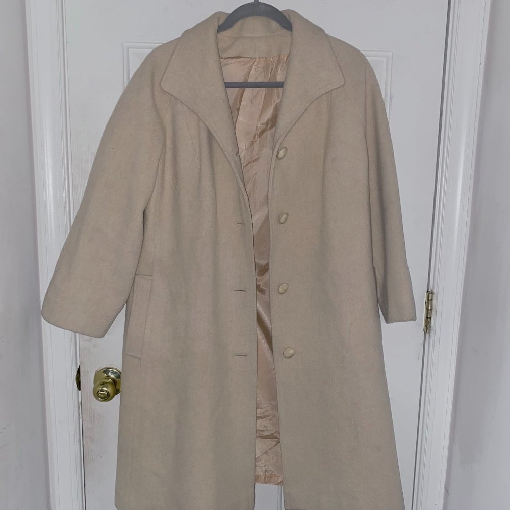 Beige peacoat wool trenchcoat